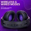 Peakomplekt VICTRIX Gambit Wireless — juhtmega ja juhtmevaba, 20–20000 Hz, 2 m kaabel, 301 g, must/lilla