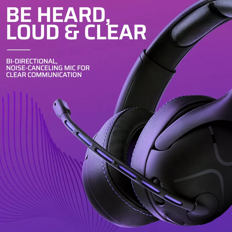 Peakomplekt VICTRIX Gambit Wireless — juhtmega ja juhtmevaba, 20–20000 Hz, 2 m kaabel, 301 g, must/lilla