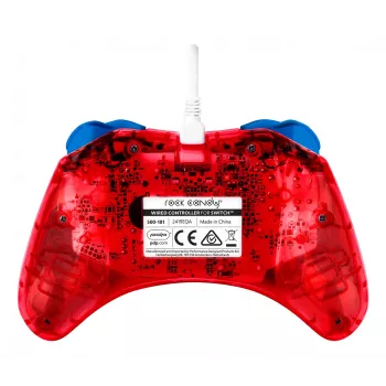 PDP Rock Candy: Mario Punch Red, läbipaistev USB-mängupult analoog / digitaalne Nintendo Switch, Nintendo Switch Lite, Nintendo Switch OLED