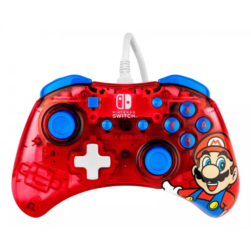 PDP Rock Candy: Mario Punch Red, läbipaistev USB-mängupult analoog / digitaalne Nintendo Switch, Nintendo Switch Lite, Nintendo Switch OLED
