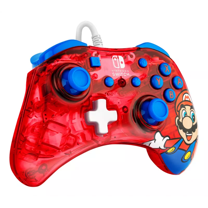 PDP Rock Candy: Mario Punch Red, läbipaistev USB-mängupult analoog / digitaalne Nintendo Switch, Nintendo Switch Lite, Nintendo Switch OLED