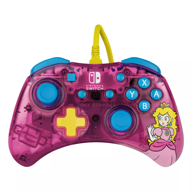 PDP Rock Candy: Bubblegum Peach Pink, poolläbipaistev USB-mängupult Analoog / Digitaalne Nintendo Switch, Nintendo Switch Lite, Nintendo Switch OLED