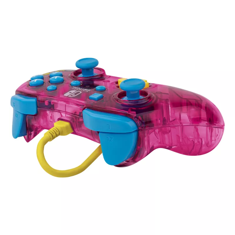 PDP Rock Candy: Bubblegum Peach Pink, poolläbipaistev USB-mängupult Analoog / Digitaalne Nintendo Switch, Nintendo Switch Lite, Nintendo Switch OLED