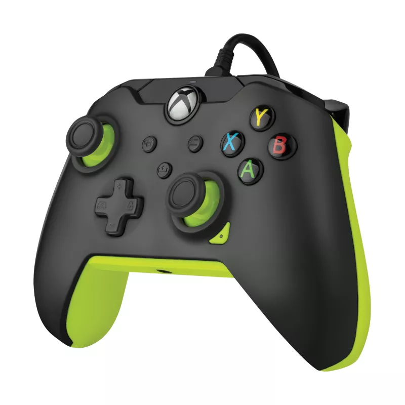 Juhtmega PDP mängupult Electric Must Xbox Series X|S, Xbox One ja Windowsi jaoks — USB-C, 2,43 m kaabel, D-pad, Menüü/Jaga/Vaata nupud