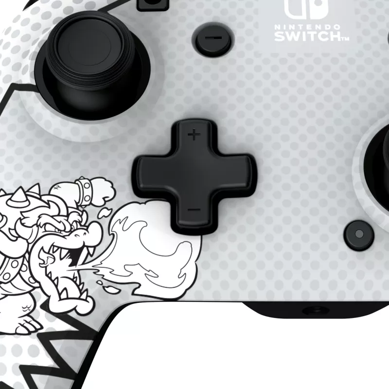 PDP REMATCH: Comic Attack Must, Hall, Valge USB-mängupult Analoog / Digitaalne Nintendo Switch, Nintendo Switch OLED