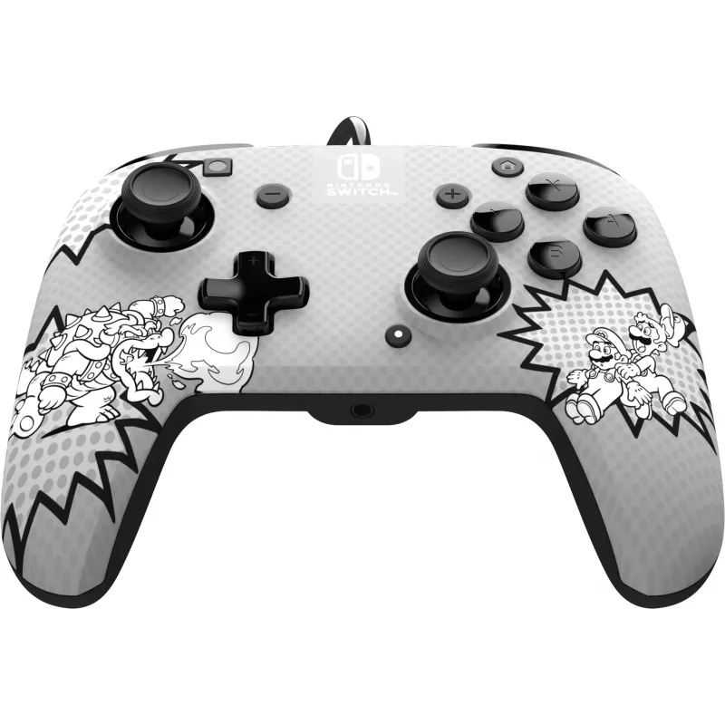 PDP REMATCH: Comic Attack Must, Hall, Valge USB-mängupult Analoog / Digitaalne Nintendo Switch, Nintendo Switch OLED