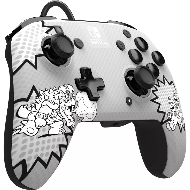PDP REMATCH: Comic Attack Must, Hall, Valge USB-mängupult Analoog / Digitaalne Nintendo Switch, Nintendo Switch OLED