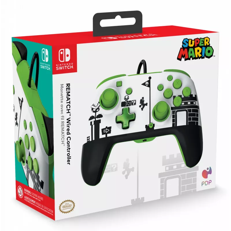 PDP REMATCH Wired Controller: Super Mario Retro, mängupult, Nintendo Switch, Nintendo Switch OLED, D-pad, Kodu nupp, Analoog / Digitaalne, Juhtmega, USB