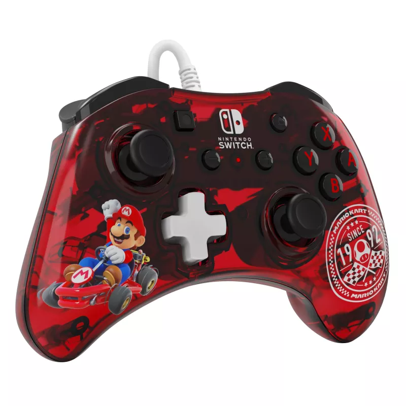 PDP Rock Candy: Mario Punch Red, läbipaistev USB mängupult Analoog-/digitaalne Nintendo Switch, Nintendo Switch Lite, Nintendo Switch OLED