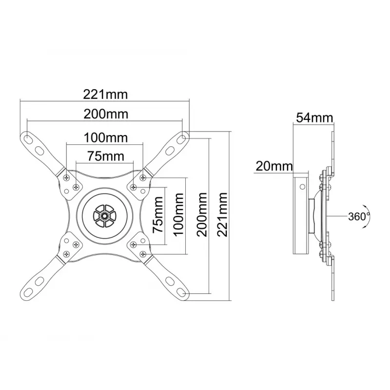 Multibrackets M VESA seinale kinnitatav 360 must