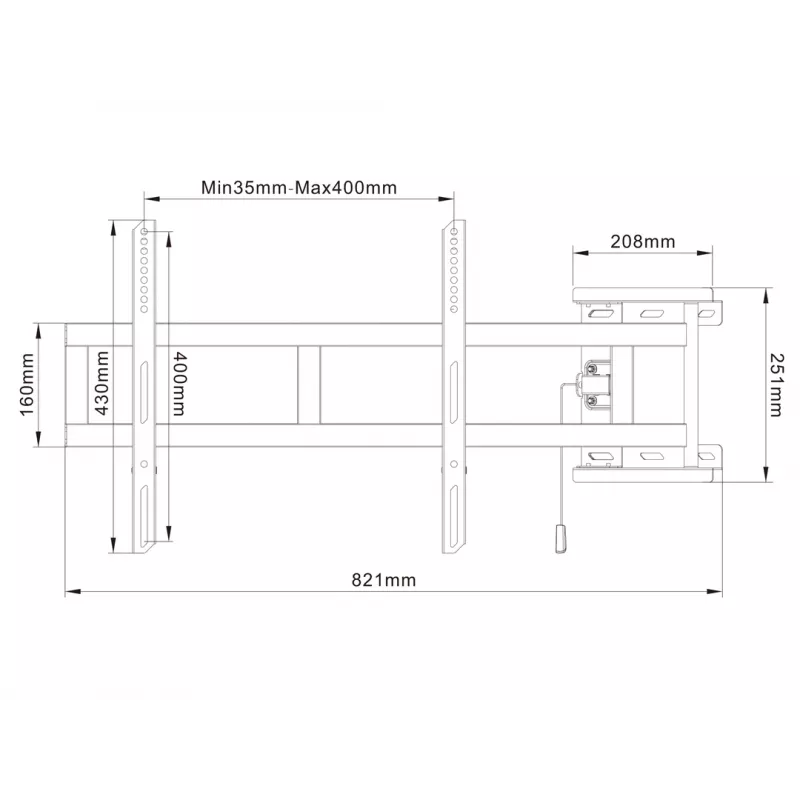 Pöördhoova kinnitus MULTIBRACKETS M Universal 180° — 26-tolliste kuni 47-tolliste ekraanide jaoks, VESA kuni 400x400, max 25 kg, must