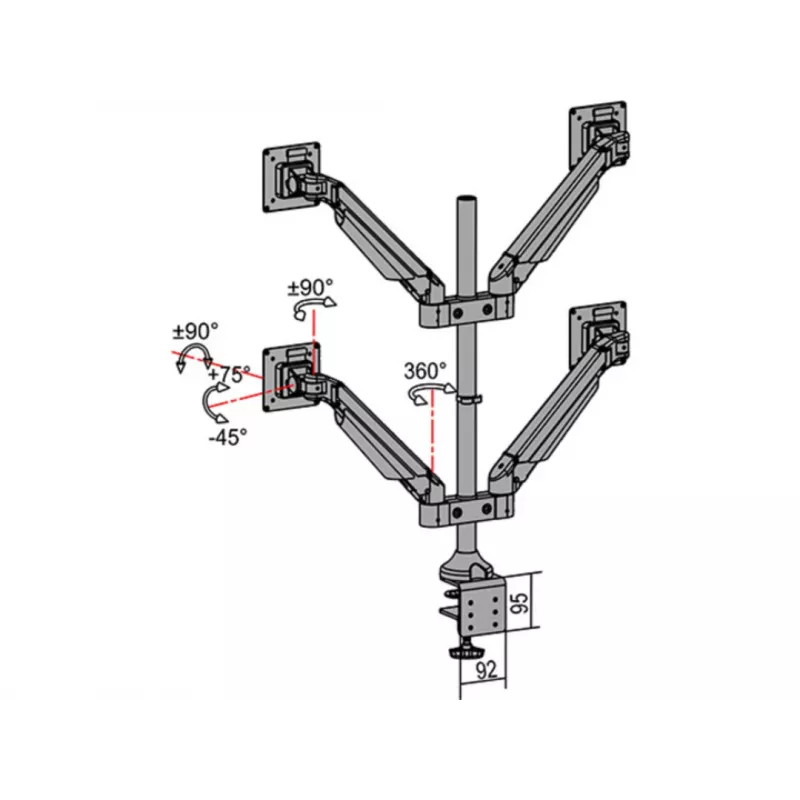 Multibrackets M VESA Gas Lift Arm Quad Must 40 kg 15-32 tolli