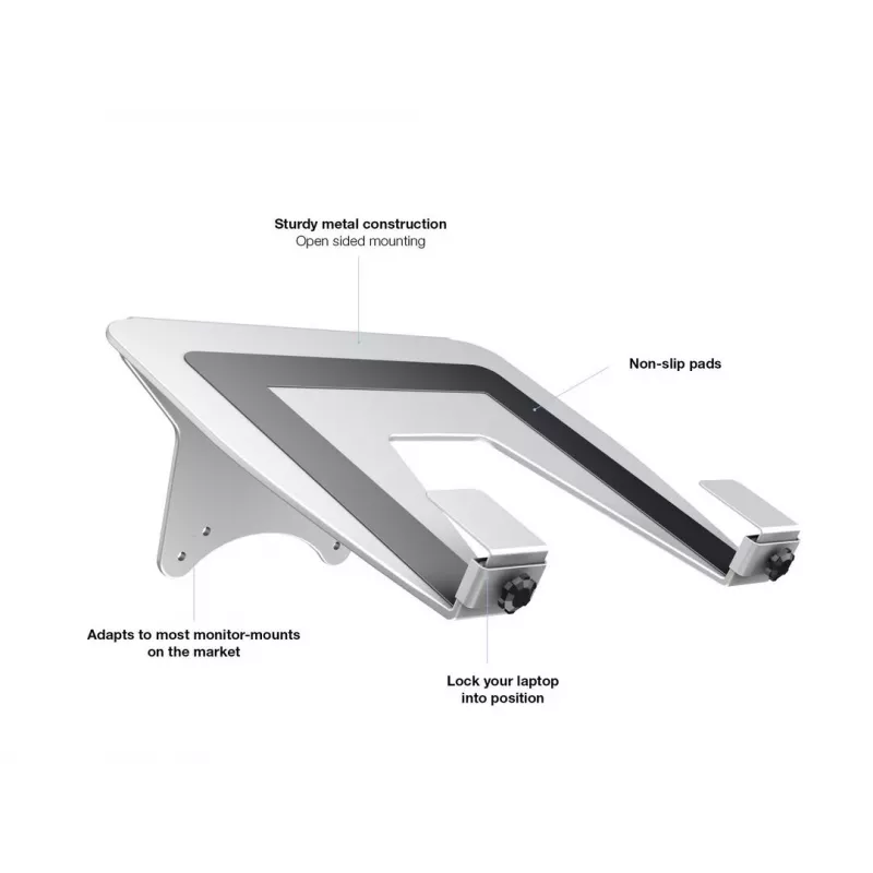 Multibrackets M sülearvutihoidik gaasitõstukhoovale hõbedane, Sülearvutialus, Hõbedane, 100 x 100 mm, 500 g, 250 mm, 250 mm
