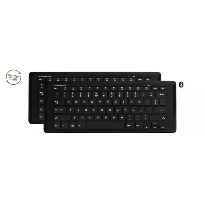 Juhtmevaba klaviatuur Mousetrapper Type Mini QWERTY NORDIC — USB-C, RF-juhtmevaba, Bluetooth, must