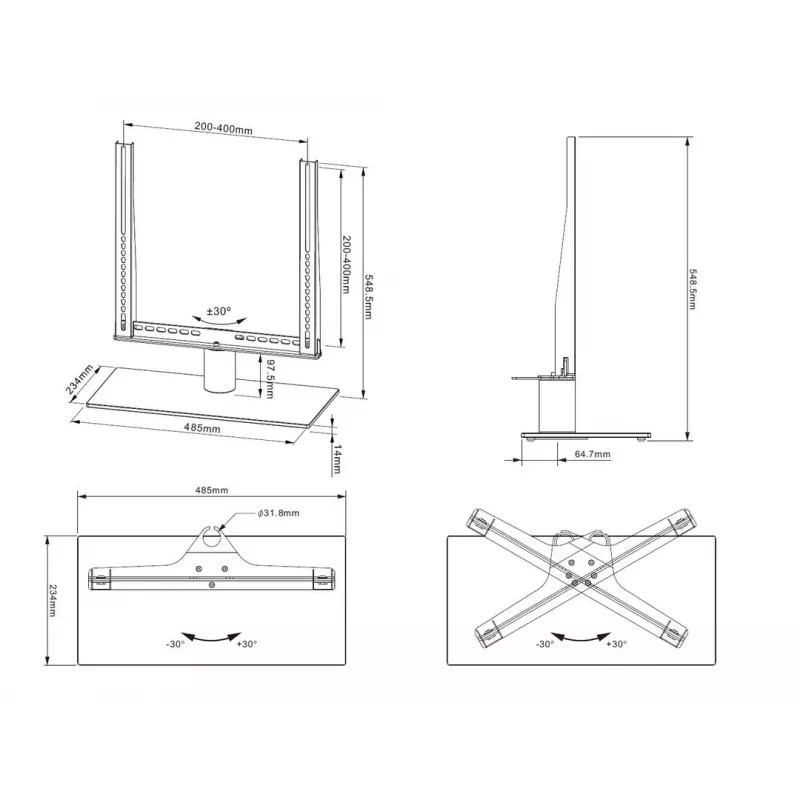 Tabelialus Multibrackets M VESA Tablestand Turn Must Keskmine MAX 400x400