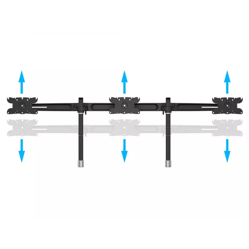 Kolmikmonitori lauapaigalduskomplekti laiendus MULTIBRACKETS M VESA kolmele kuvarile 24–32 tolli kuni 24 kg, alumiinium/plast, must
