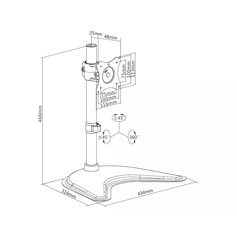 Lauastatiiv Multibrackets M Deskstand Basic Single