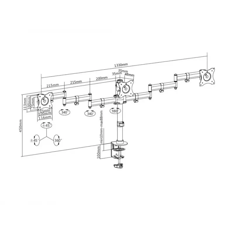 Lauakinnitus Multibrackets M Deskmount Basic Triple