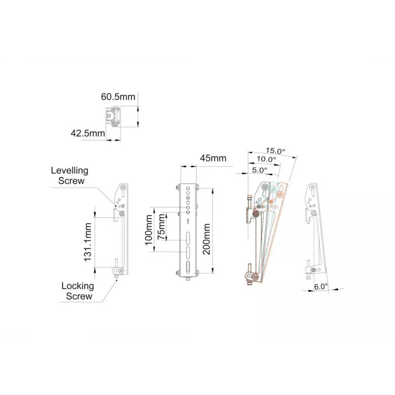 Lamepaneeli kinnituskäsi MULTIBRACKETS M Pro Series Tilt Arms 200mm Must teras, 1,5 kg, 2 tk pakendis