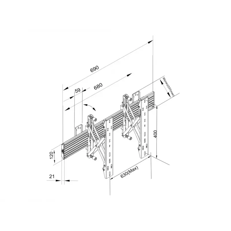Seinakinnitus Multibrackets M Wallmount Pro MBW1U Must 30 kg 40-65 tolli