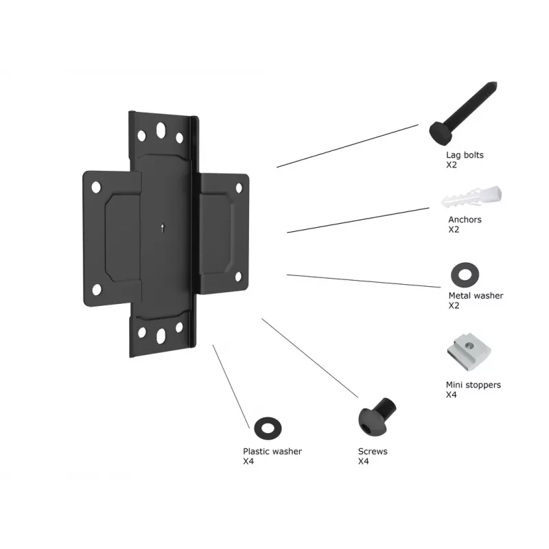 Multibrackets M Pro Series - Wallmount Plate Small, Seinaplaat, Must, Teras, 30 kg, Siin, M Pro Series
