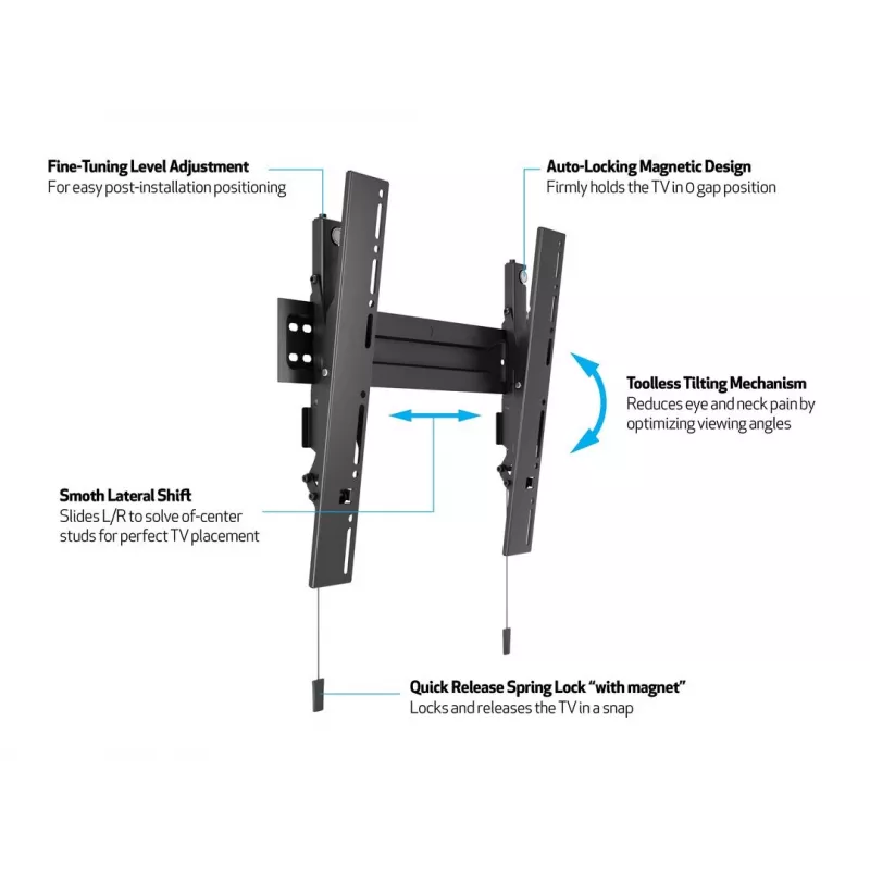 Multibrackets M VESA Wallmount Super õhuke Tilt 400 MAX, 81,3 cm (32 tolli), 139,7 cm (55 tolli), 100 x 100 mm, 400 x 400 mm, plast, teras, must