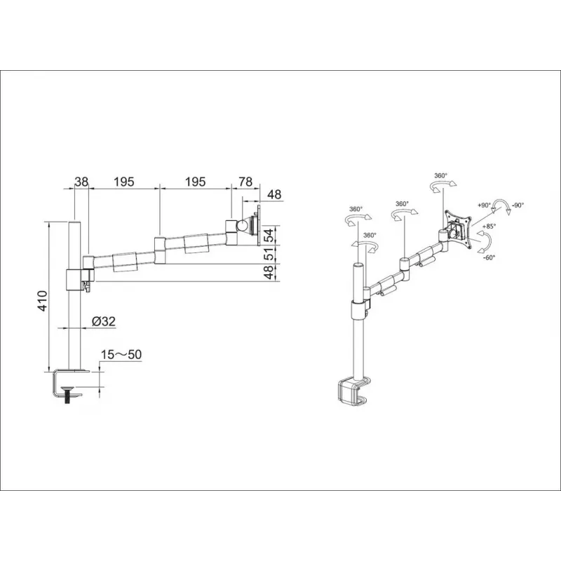 Lauakinnitus Multibrackets M VESA Deskmount Officeline Single II Must