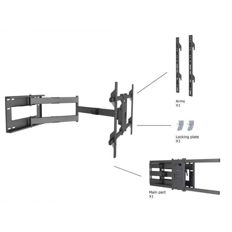 Multibrackets M Universal Long Reach Arm 1010mm HD Single 40kg 42-75 tolli
