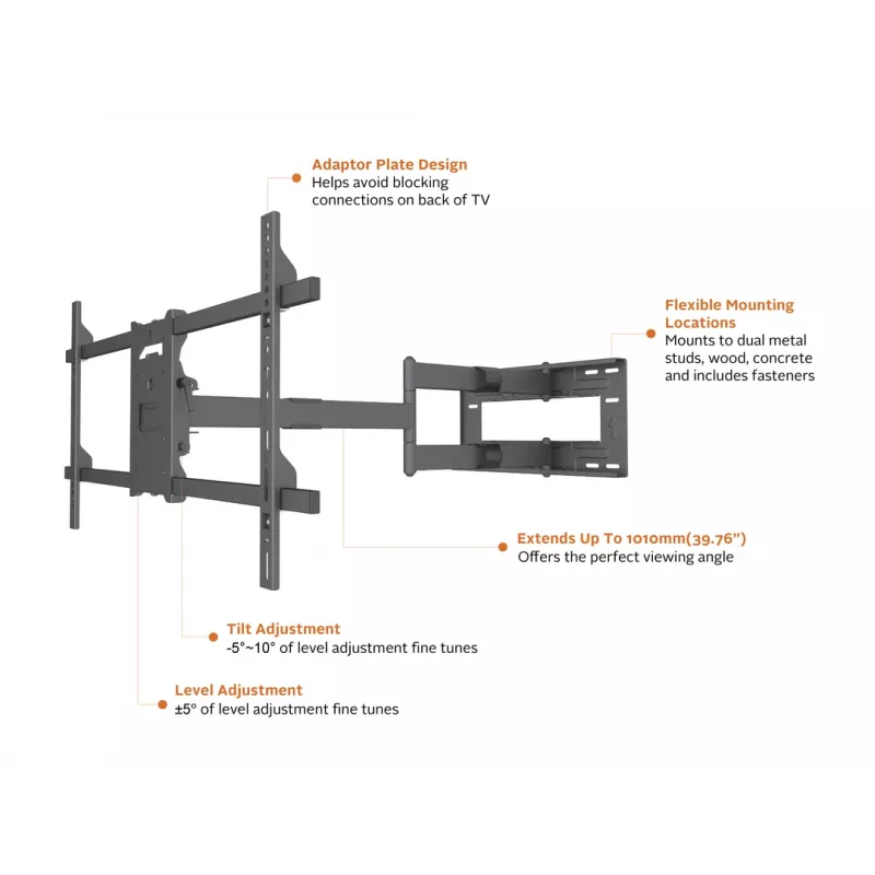 Multibrackets M Universal Long Reach Arm 1010mm HD Single 40kg 42-75 tolli