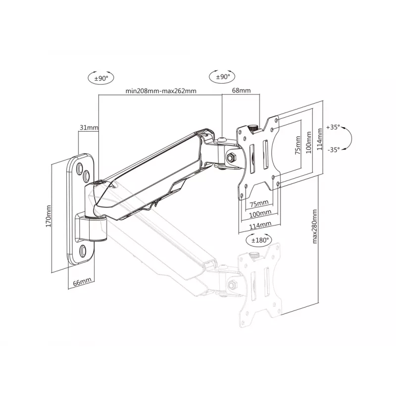 Multibrackets M Monitormount Wall Basic Single must 8 kg 17-32 tolli