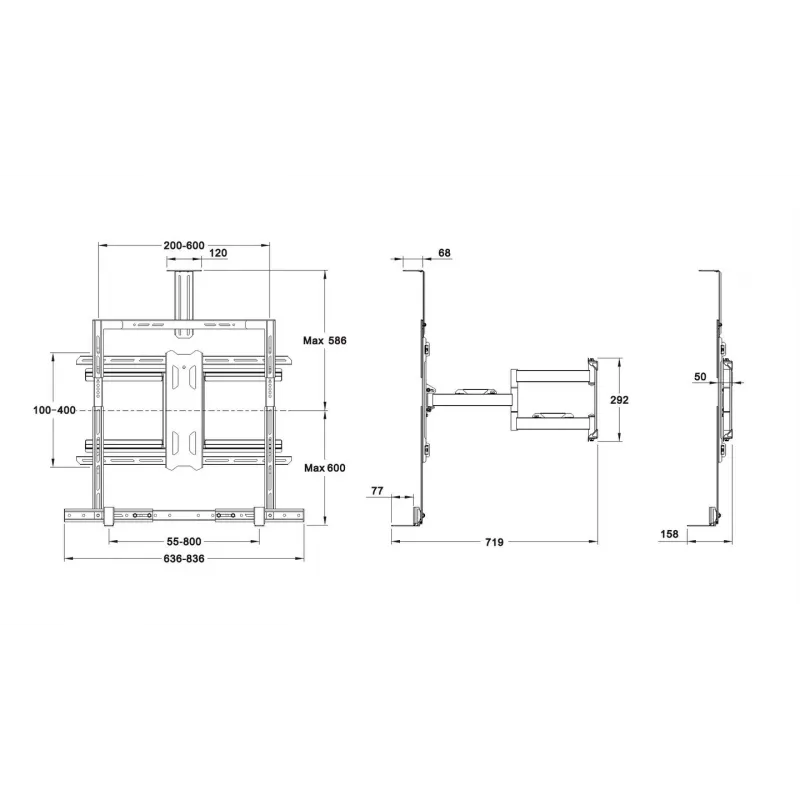 Multibrackets M Universal Flexarm Pro 60 kg Sound & Camera 60 kg kandevõimega 55-85 tolli