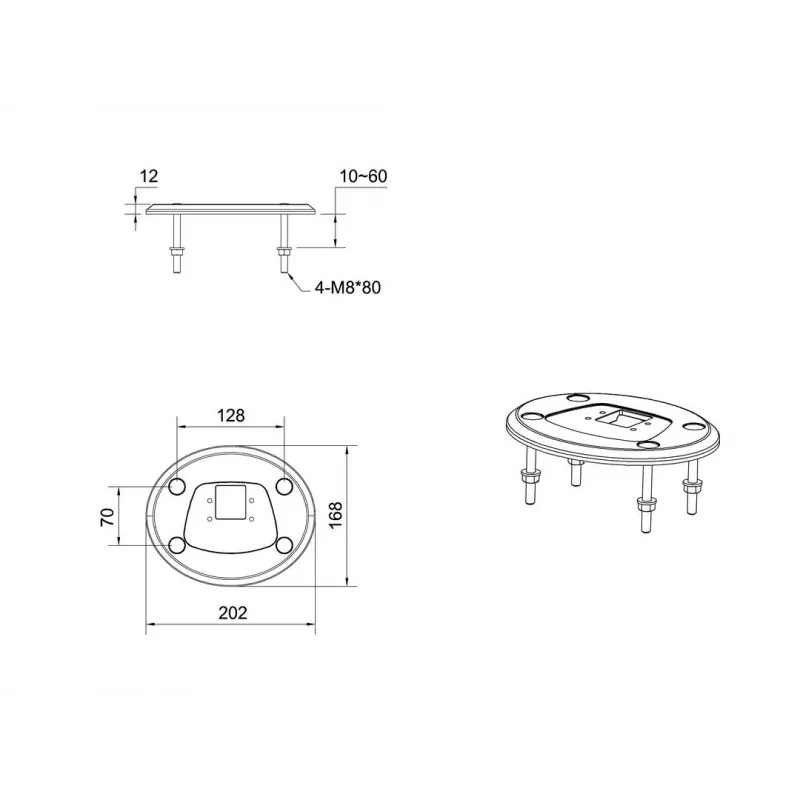 Läbiviigupõhi MULTIBRACKETS M Deskmount HD — alumiiniumkorpus, must, Ø 21 cm, K 40 mm, 500 g