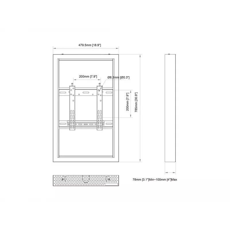 Multibrackets M Pro Series Enclosure 32 tolli seinale väike must teras horisontaal-/vertikaalpaigaldus