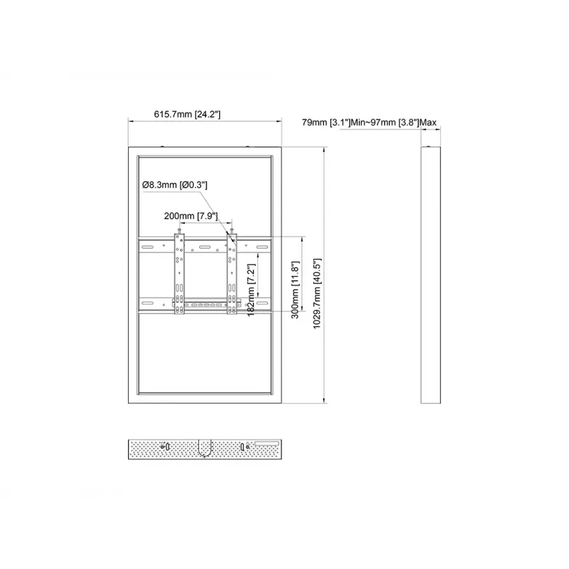 Multibrackets M Pro Series ümbris 43 tolli väike must terasest horisontaal-/vertikaalpaigaldus