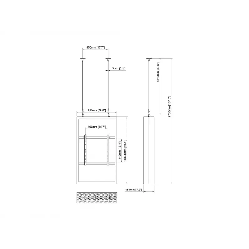 Multibrackets M Pro seeria korpus 50-tollisele ekraanile, seinale, keskmine, must, teras, horisontaal-/vertikaalpaigaldus