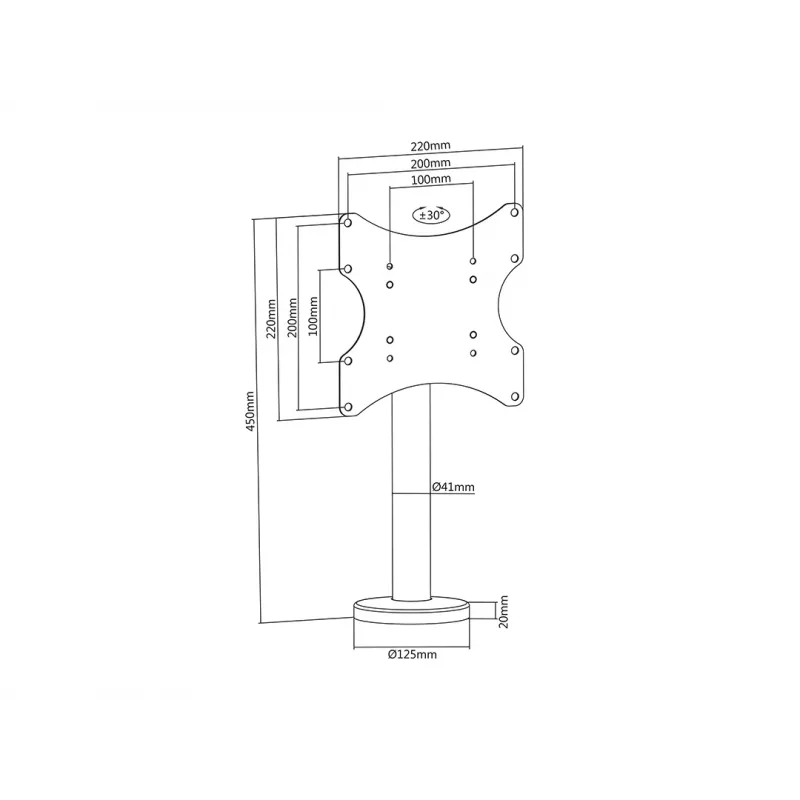 Multibrackets M VESA Bolt Down TV-mount Turn 200 MAX 30 kg 23-43 tolli