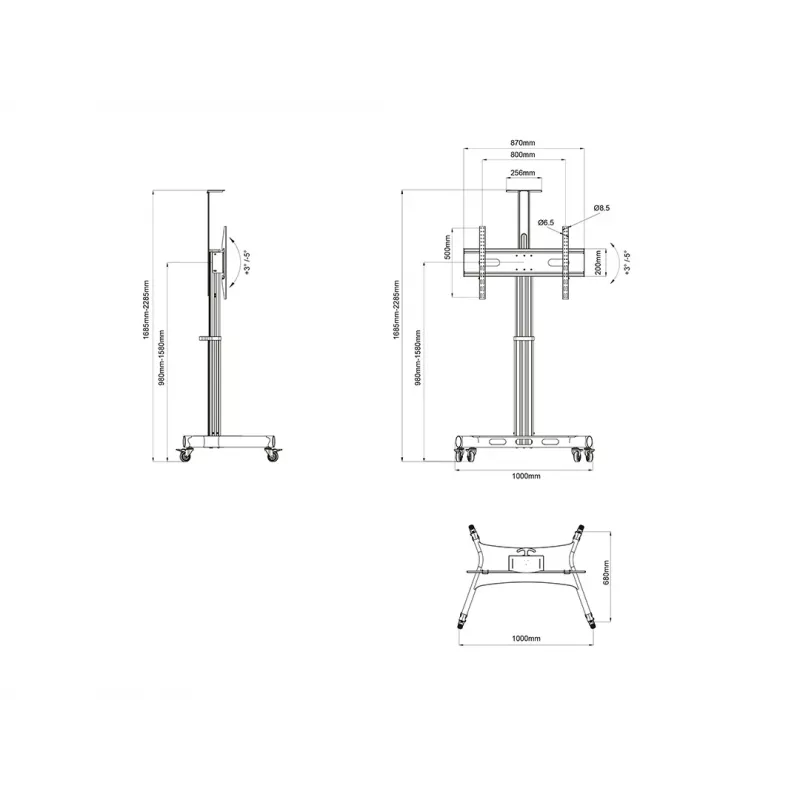 Multibrackets M Motorized Public Floorstand Single Pillar 170 HD 60 kg kandevõime 32-75 tolli