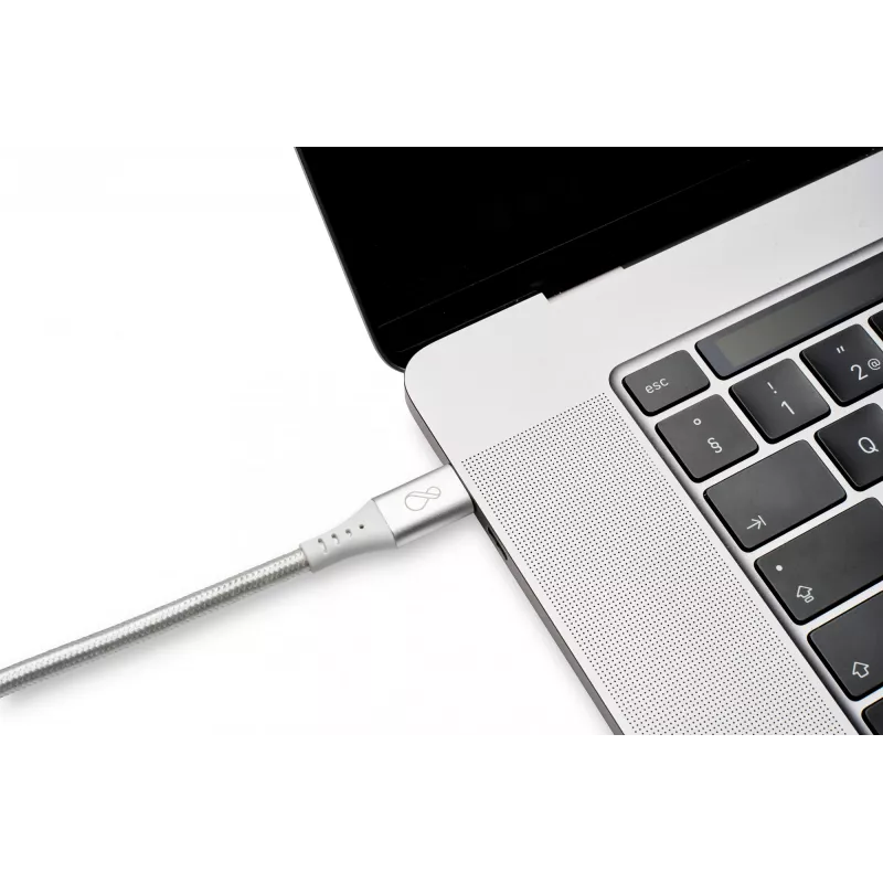 USB-C–USB-C kaabel Ochno O-USBG2-70-1 — USB 3.2 Gen 2, DP Alt Mode 1.4, isane–isane, punutud, 0,7 m, valge