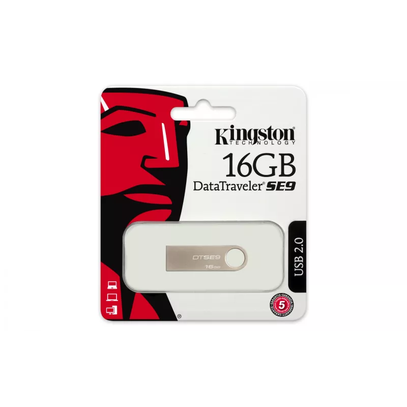 USB-mälupulk KINGSTON DataTraveler SE9 16GB — USB Type-A 2.0, hõbedane, korgita