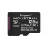 MicroSDXC välkmälukaart Kingston 128 GB Industrial C10 A1 pSLC UHS-I, 100 MB/s lugemine, 80 MB/s kirjutamine, V30/U3, must + SD-adapter