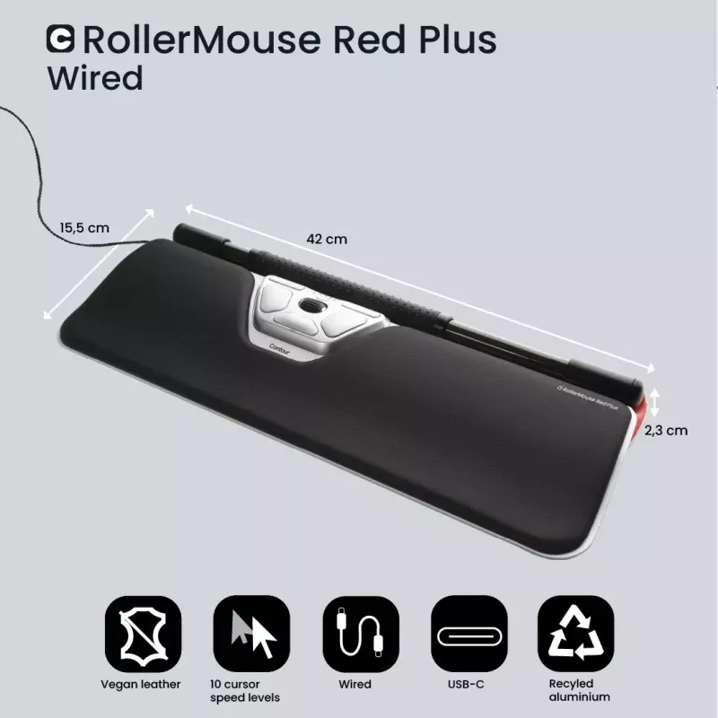 Contour Design Rollerhiir Red Plus juhtmega ergonoomiline hiir USB-C 2800 DPI