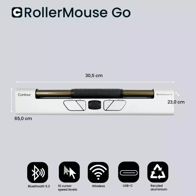 hiir Contour Design Rollerhiir Go RF Wireless Bluetooth USB Type-A