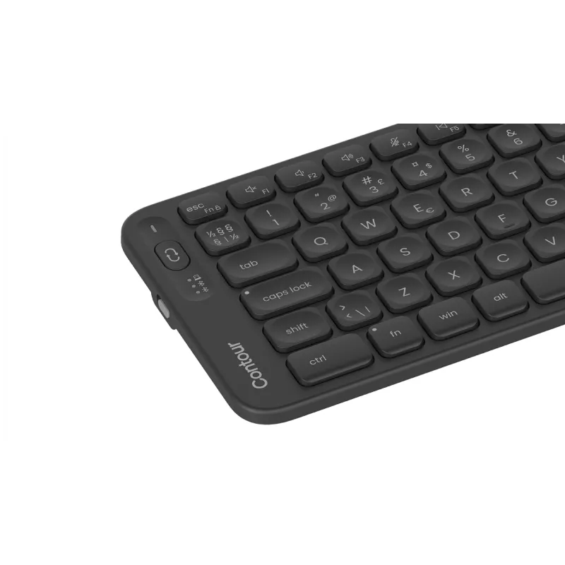 Klaviatuur Contour Balance Mid-Size Wireless — Contour; Põhjamaade paigutus, RF-juhtmevaba + Bluetooth, 106 klahvi, käärikklahvlüliti, must