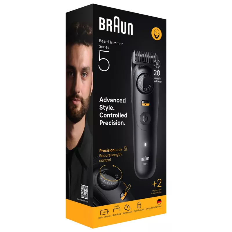 Braun BeardTrimmer 5 BT5500 habemetrimmer Aku 20 2 cm Märg ja kuiv Must