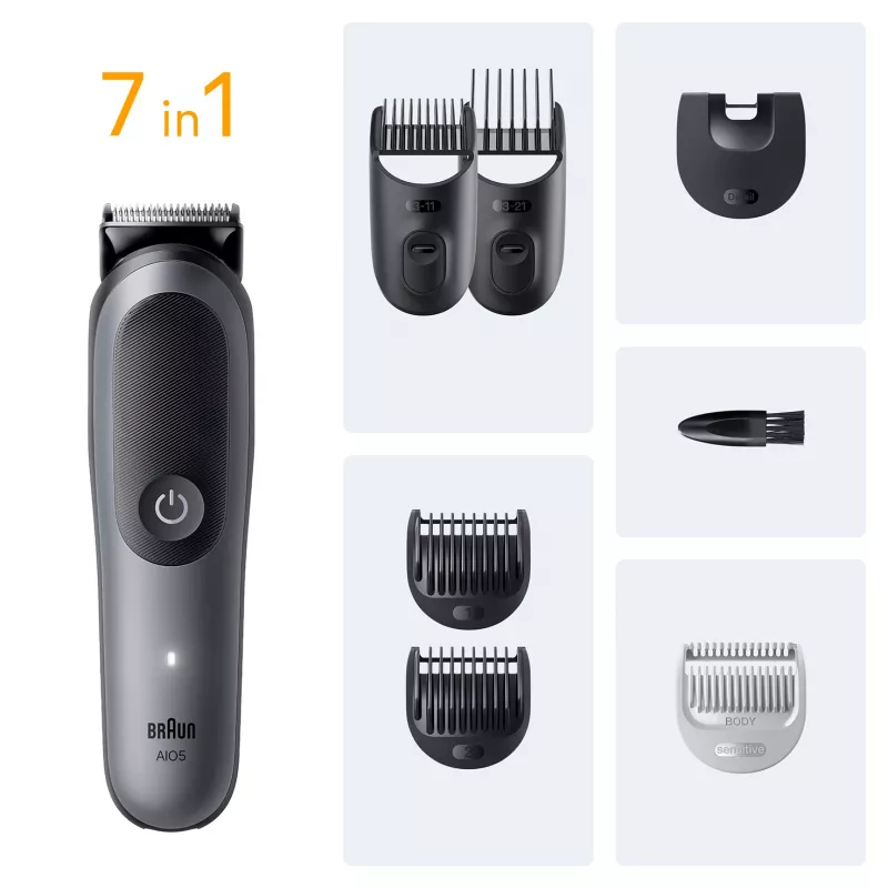 Braun AIO5520 juukselõikus- ja habemetrimmer Must, Hall 14 Liitiumioon (Li-Ion)