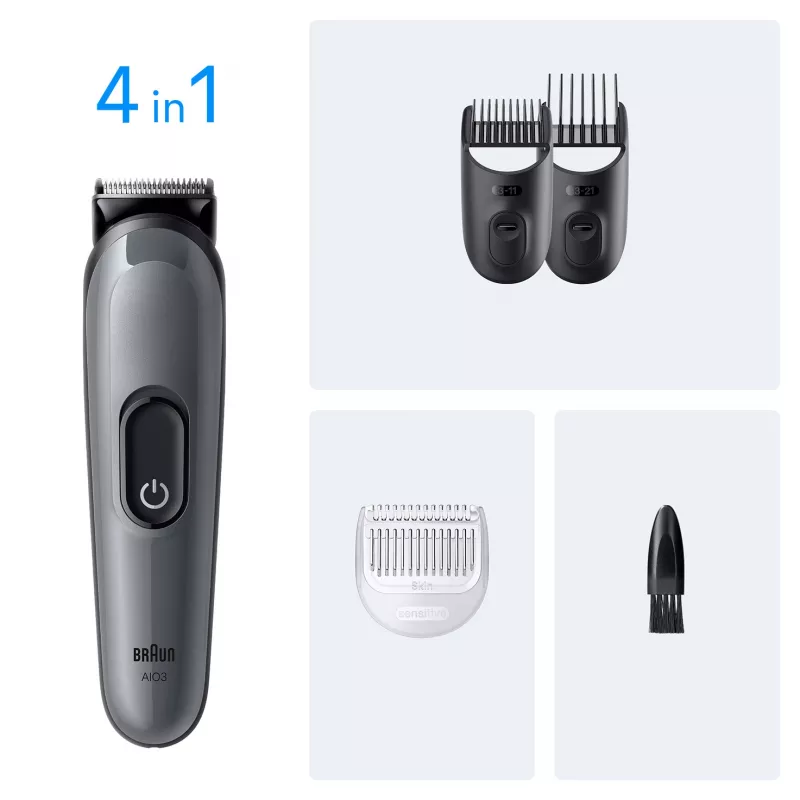 Braun AIO3500 juukselõikus- ja habemetrimmer Must, Hall 14 Nikkel-metallhüdriid (NiMH)