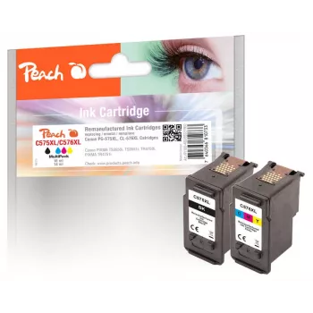 Peach Multi pakk ühildub Canon PG-575XL, CL-576XL, suure (XL) mahuga, must, fuksiapunane, kollane, tsüaan, 16 ml, 14 ml, 2 tk, mitmikpakend