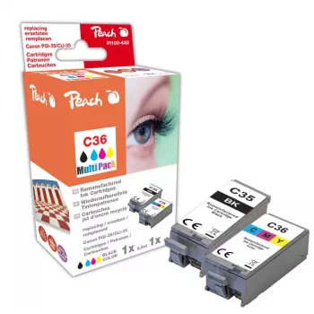 Peach PI100-433 tindikassett 2 tk Ühilduv Must, Tsüaan, magenta, Kollane