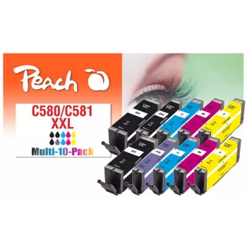 Peach PI100-437 tindikassett 10 tk Ühildub Extra (Super) kõrgtulususega Must, tsüaan, magenta, Fotosinine, Kollane