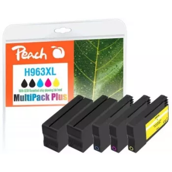 Peach PI300-1032 tindikassett 5 tk ühilduv Suure (XL) tootlikkusega must, tsüaan, roosa, kollane